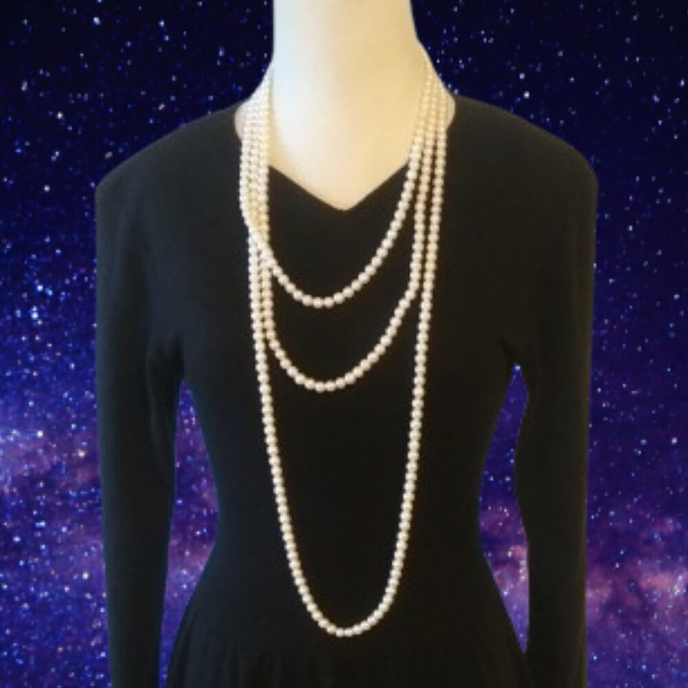 super long faux pearl necklace roaring twenties flapper versatile nice weight